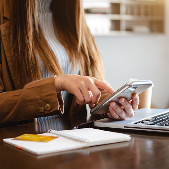 Woman banking online