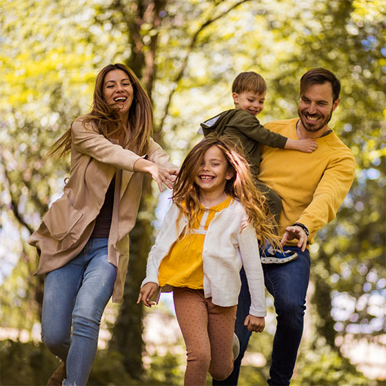 Family walking in the park