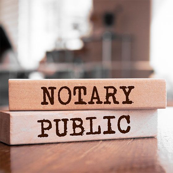 Text sign showing Notary Public