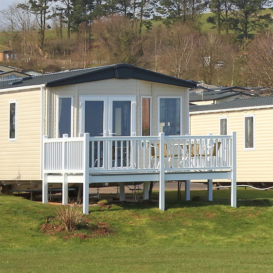 Mobile home with a deck