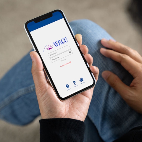 WRCU mobile app on a smartphone